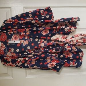 Violet & Claire Navy and Red Floral Top